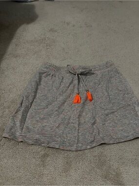 Lilly Pulitzer Gray Knit Skater Skirt with Orange Tassels